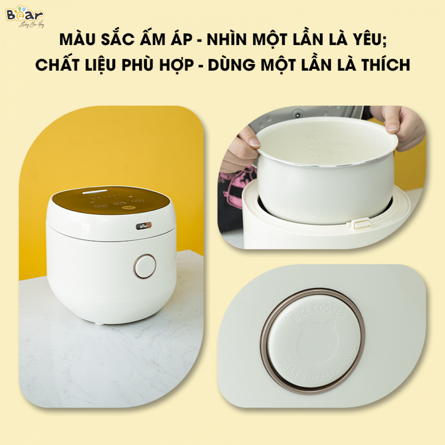 Nồi Cơm Cao Tần, Nồi Cơm Điện Thông Minh Đa Năng BEAR SB-NC30B Nấu Cơm Cực Ngon Dung Tích 3 Lít Công Suất 600 W - Hàng Chính Hãng