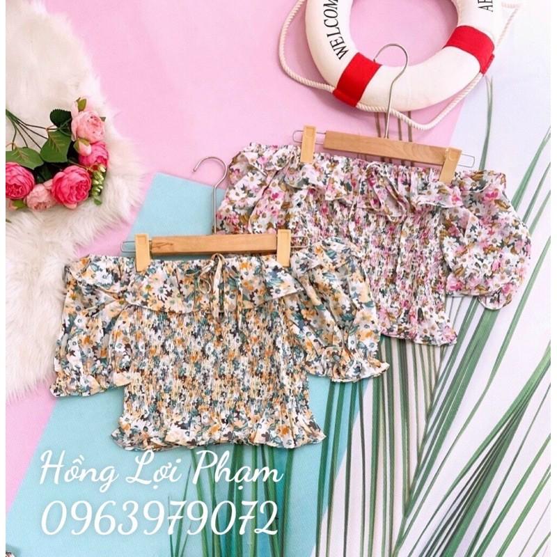 Áo kiểu trễ vai hoa nhí bèo dễ thương