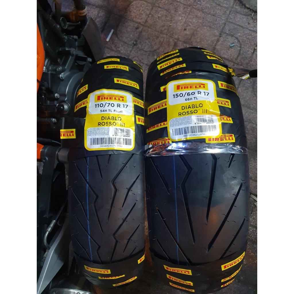 Vỏ lốp xe Pirelli Rosso III (Rosso 3) cho Motor: R15, MT15, R3, Ninja 300, Z300, Z400, KTM