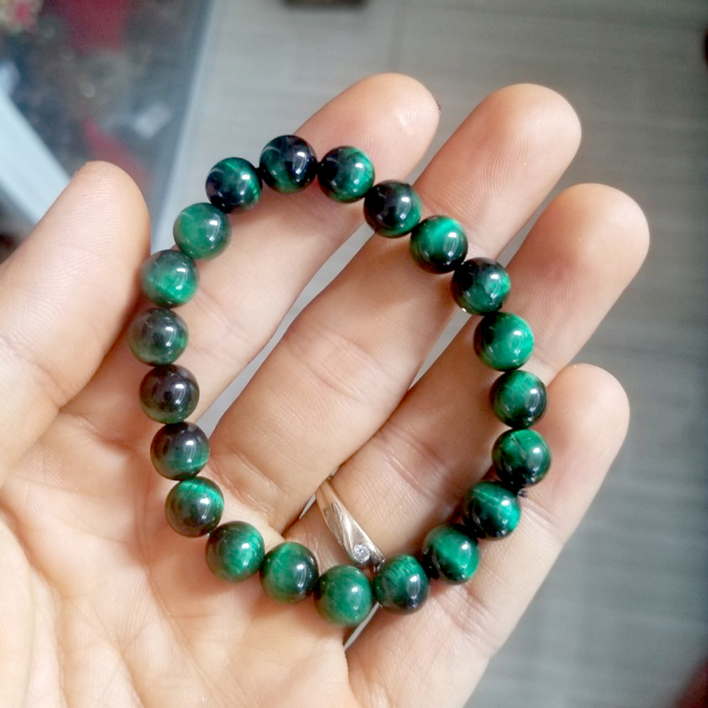 Vòng tay chuỗi đá mắt hổ xanh lục