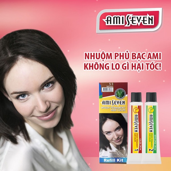 Nhuộm phủ bạc dược thảo Amiseven nhanh 7 phút AMI SEVEN Speedy Permanent Hair Color (Loại tiết kiệm) (60+60)