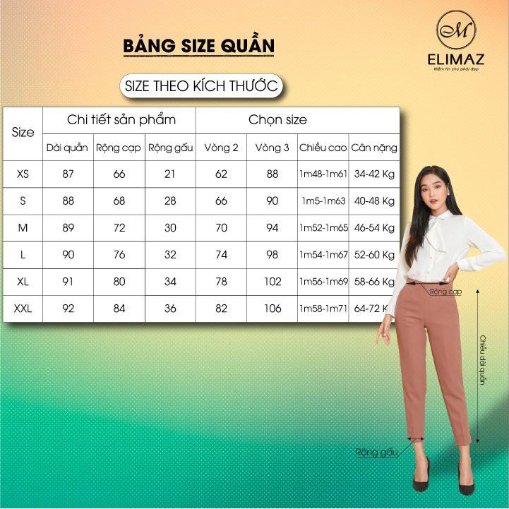 Quần tây âu nữ dáng baggy lưng cao khuy tròn trang trí gấu xẻ chất liệu tuyết mưa cao cấp ELIMAZ EQ21.019