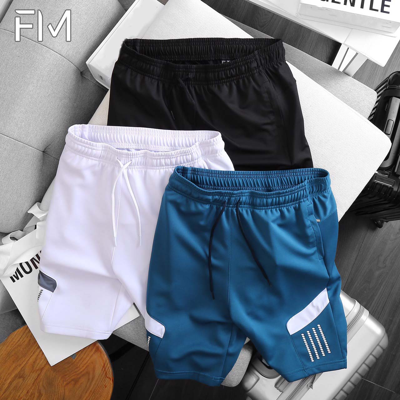 Quần short nam thể thao thun lạnh cao cấp, phối sọc, thoải mái, năng động, trẻ trung – FORMEN SHOP – FMPS140