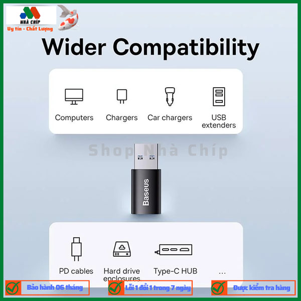 Đầu Chuyển USB Sang Type C tốc độ cao Baseus Ingenuity Series Mini OTG Gen2 (USB-A 3.1 Full Size to Type C, 10Gbps High speed OTG, PD Fast charge Support)- Hàng chính hãng