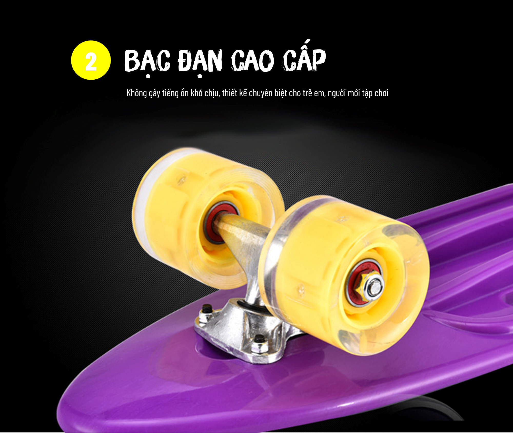 Ván Trượt Skateboard Penny - Có Tay Cầm - Trục Kim Loại To - Bánh Cao Su Có Đèn Led