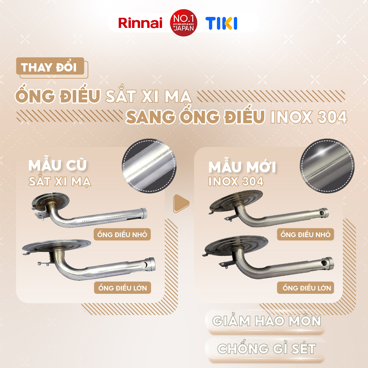 Bếp gas dương Rinnai RV-MC27RS mặt bếp inox và kiềng bếp men - Hàng chính hãng