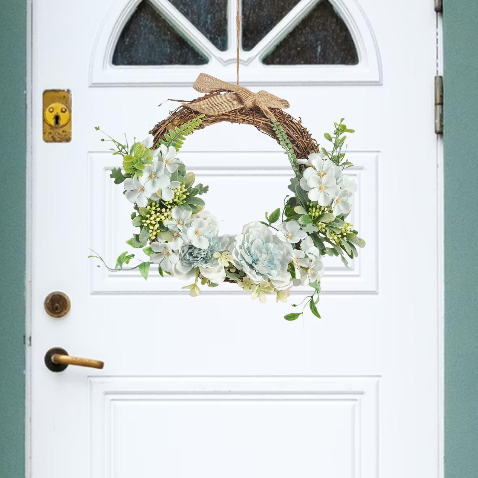 Flower Wreath Rattan Hoop Door Wall Hanging Garden Party Decor Ornament