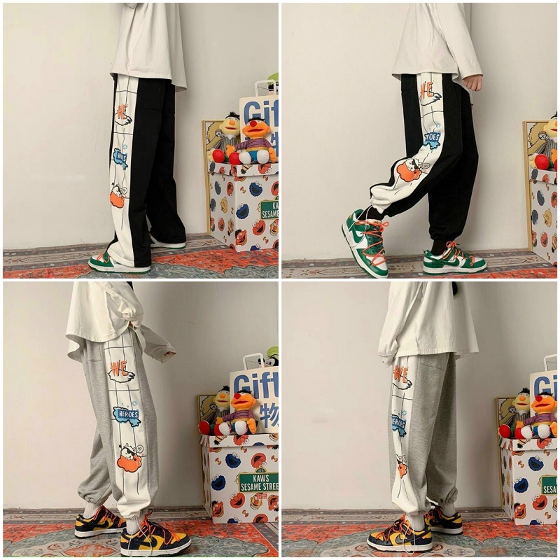 Quần Jogger Dây Rút In Hoạt Hình Cặp Đôi Nam NữHOT RẺ ĐẸPQuần Thun Dài Đen Kiểu Unisex Rộng Suông Couple Cực Teen - THIÊN HÀ SHOP QUẦN THUN DÀI