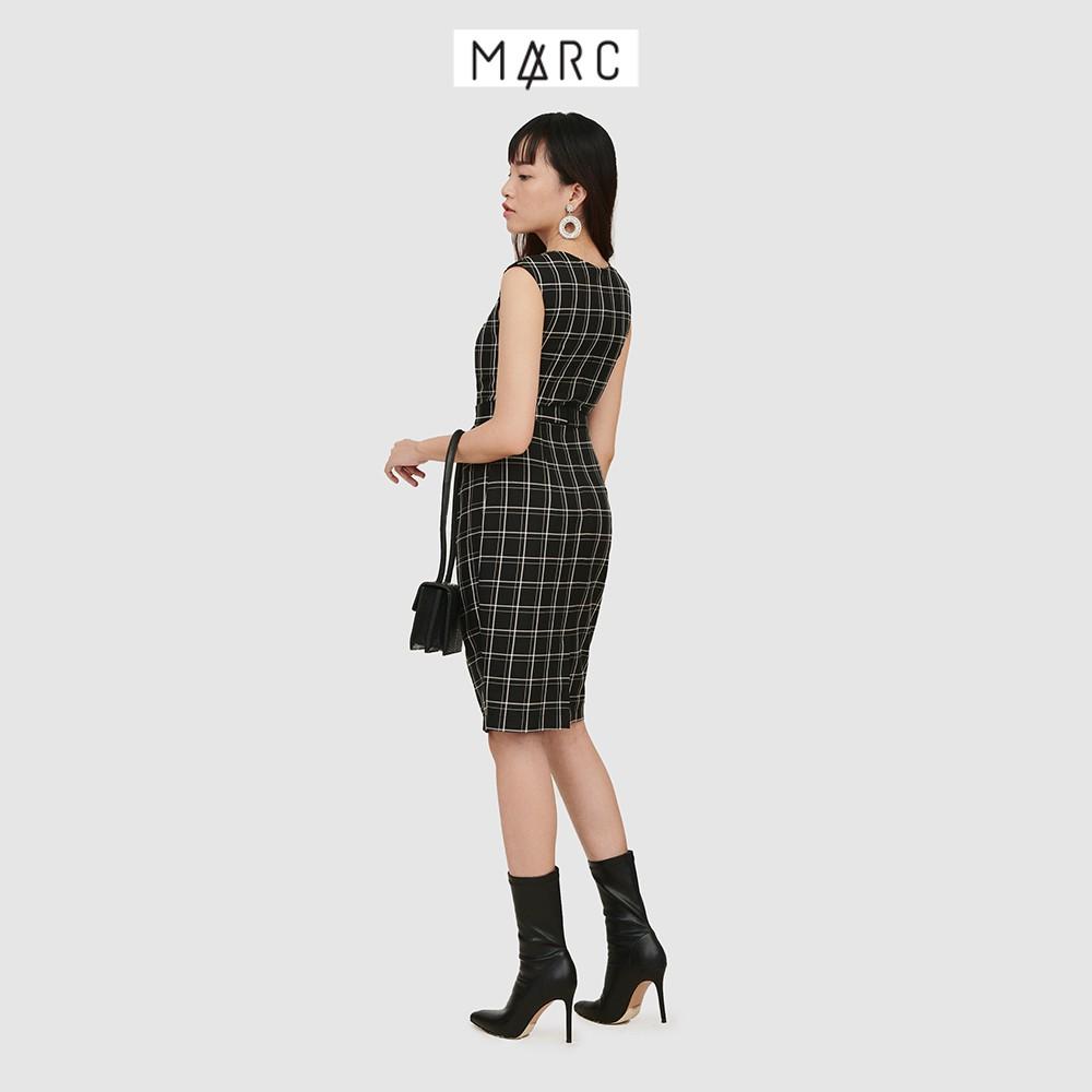 Đầm nữ MARC FASHION bút chì sát nách nhấn dây lưng