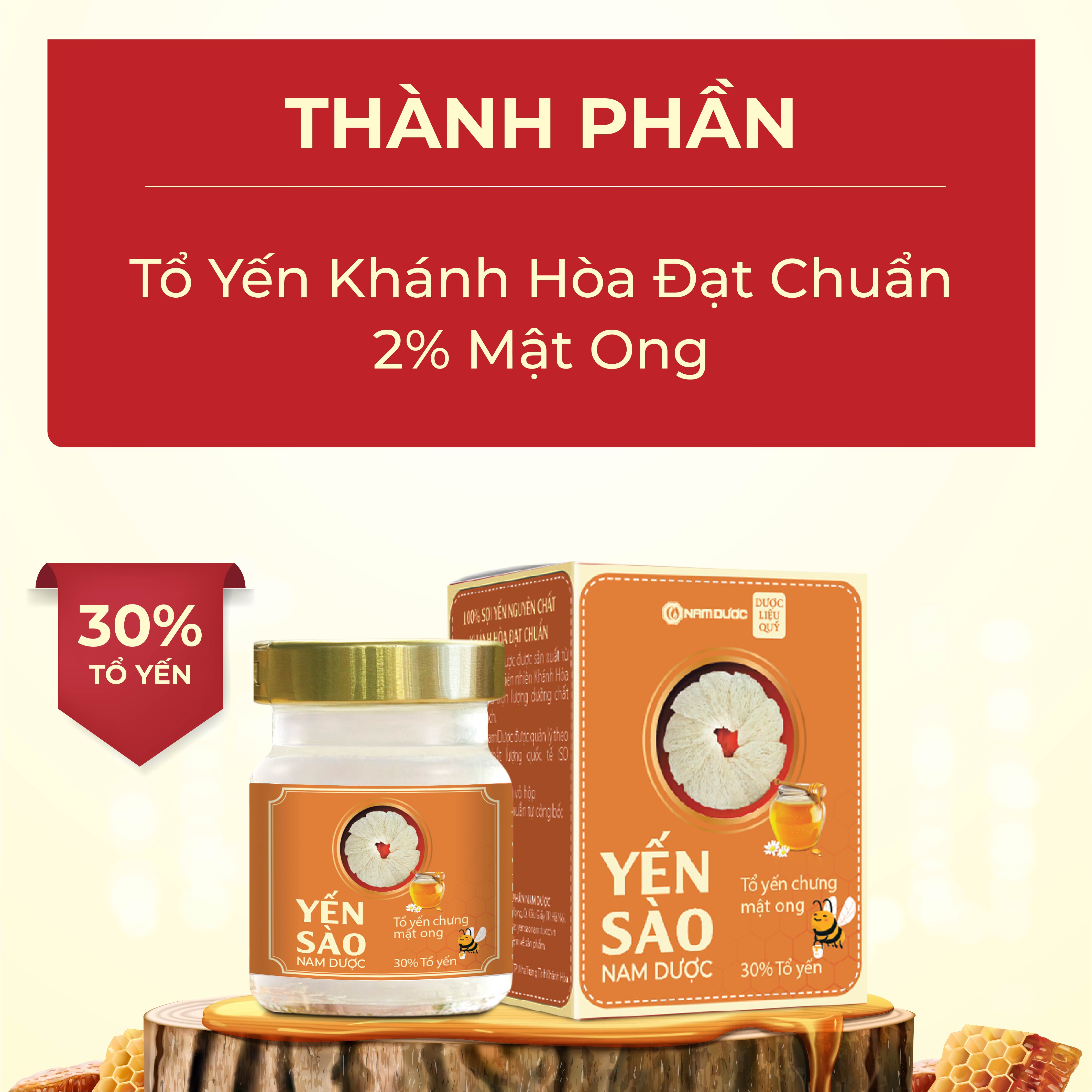 Yến sào Nam Dược lọ 70ml - Tổ yến chưng mật ong, bổ sung dưỡng chất, bồi bổ sức khỏe, tăng sức đề kháng