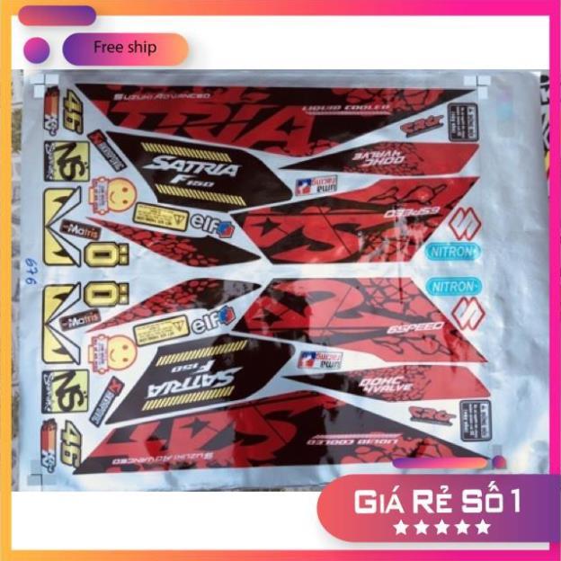 Tem rời Satria Fi 150 dán xe đỏ chất liệu Candy cao cấp ko bay màu bảo hành màu sắc vĩnh viễn