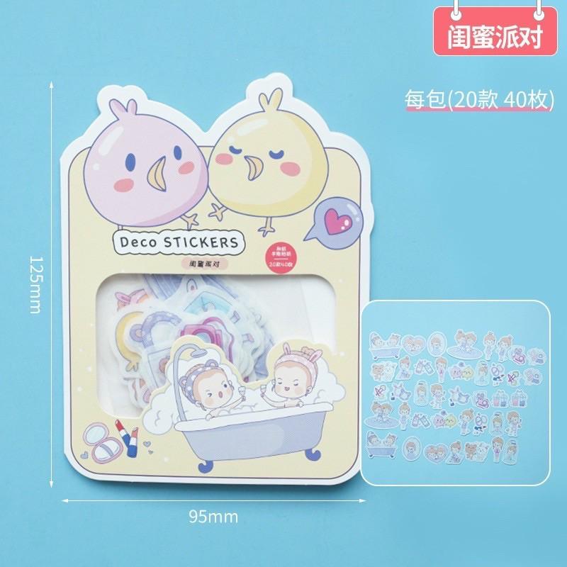 Sticker / Hình dán Túi 40pcs Cậu Bé/Cô Bé Mùa Hè Dễ Thương