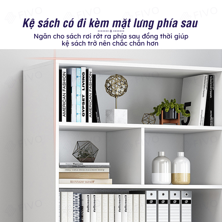 Kệ Sách Đứng Gỗ MDF FIVO FB70 6 Tầng Chia Nhiều Ngăn - Hàng Chính Hãng