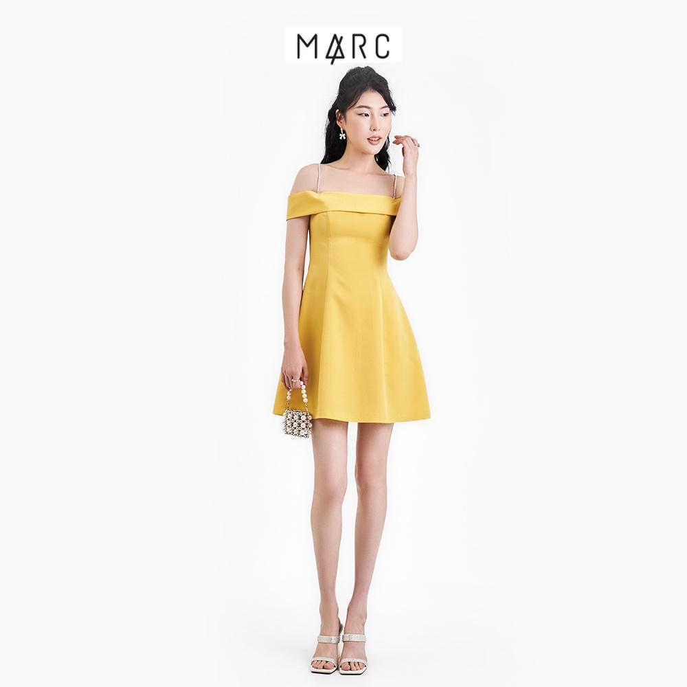 Đầm mini bẹt vai nữ MARC FASHION 2 dây đá FANT102322