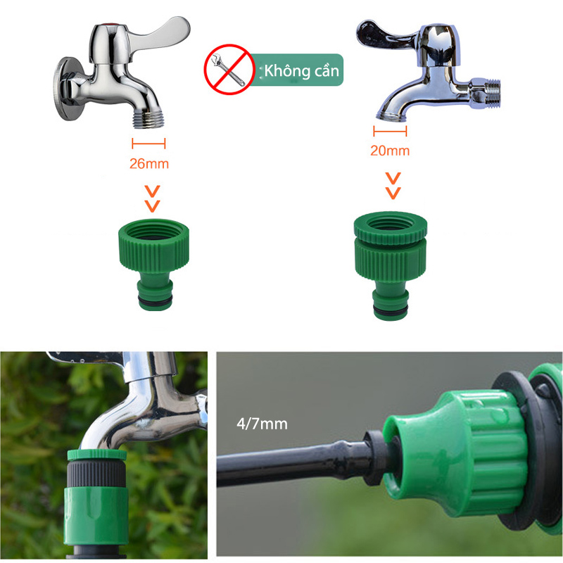 Bộ 15 đầu tưới cây nhỏ giọt kèm 10m ống PVC 4/7mm và phụ kiện đấu nối rất tiện dụng