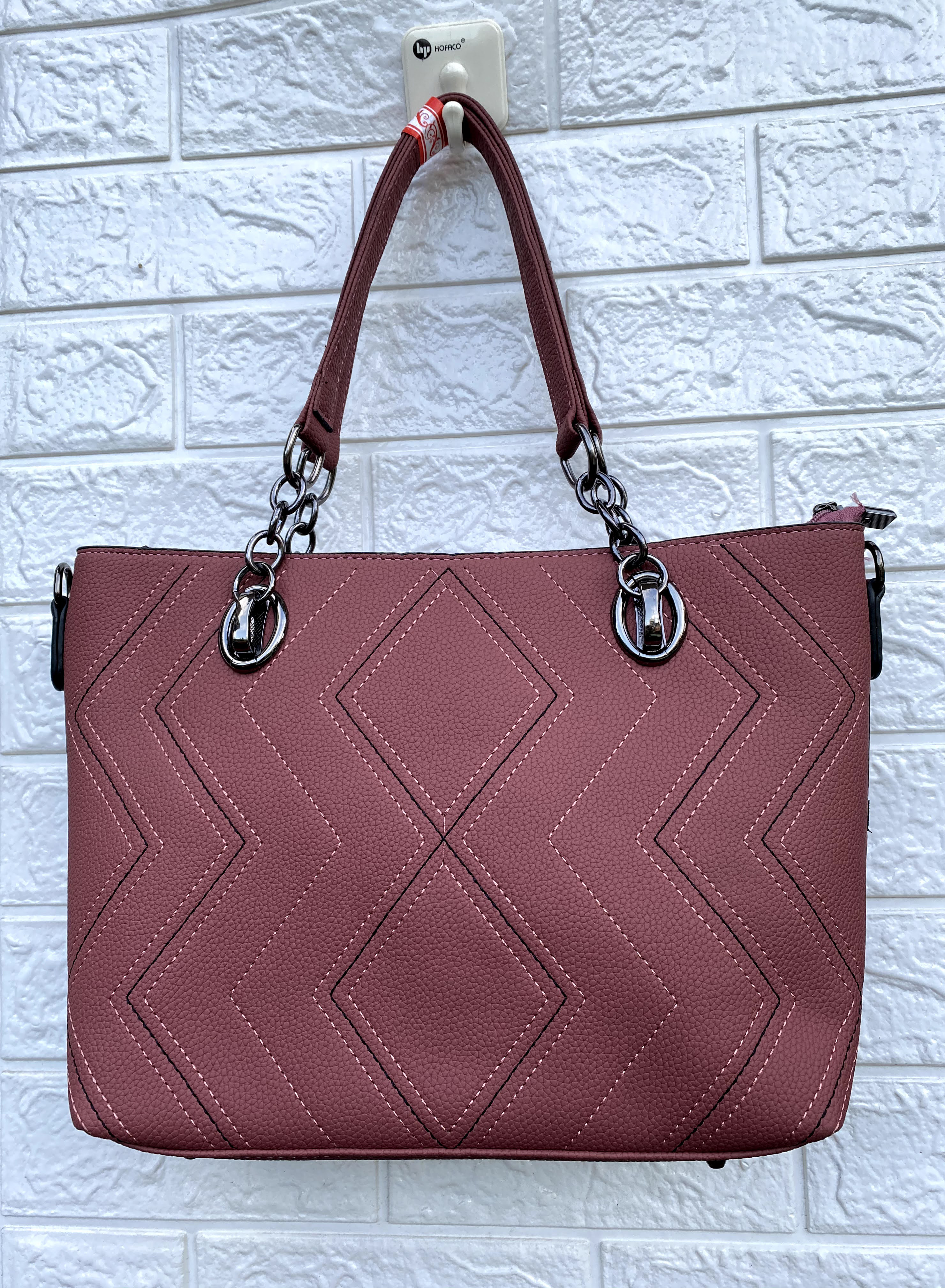 Túi da nữ thời trang may ziczac 050720