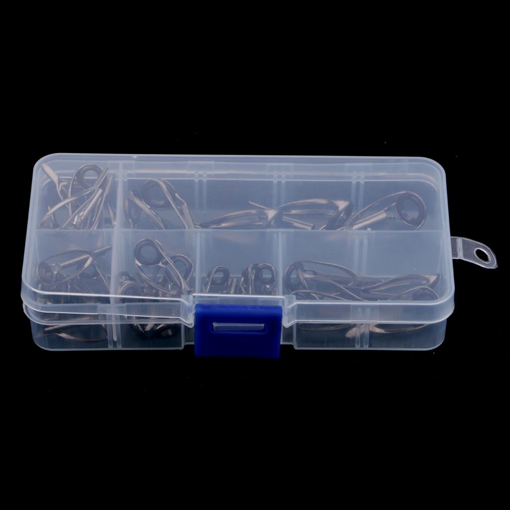 30pcs Durable Fishing Rod Guides Tips Set Rod Repair Kit Eye Ring 2.2#-3.0#