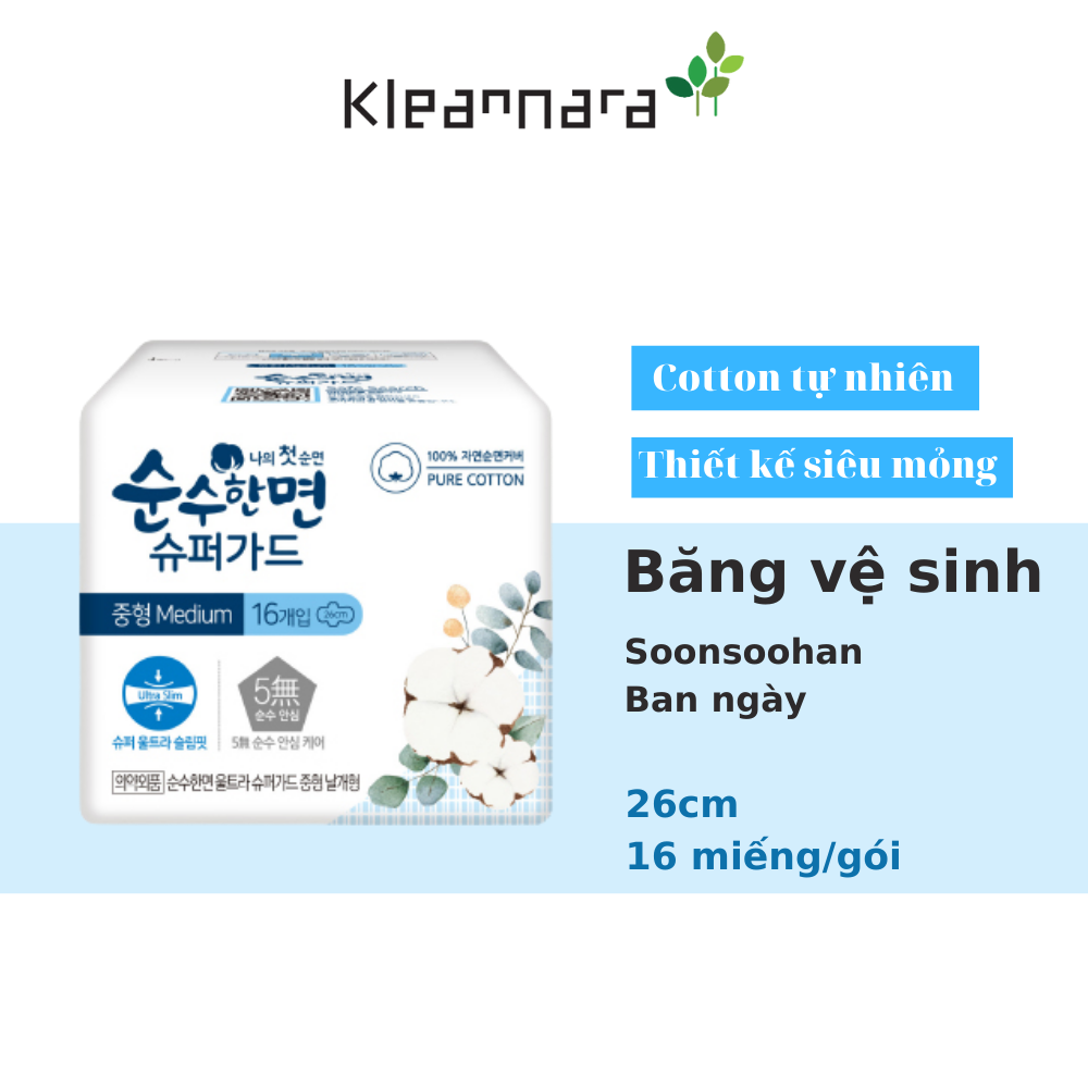 BĂNG VỆ SINH KLEANNARA SOONSOOHAN SUPERGUARD SIZE M (26CM)- 16 miếng