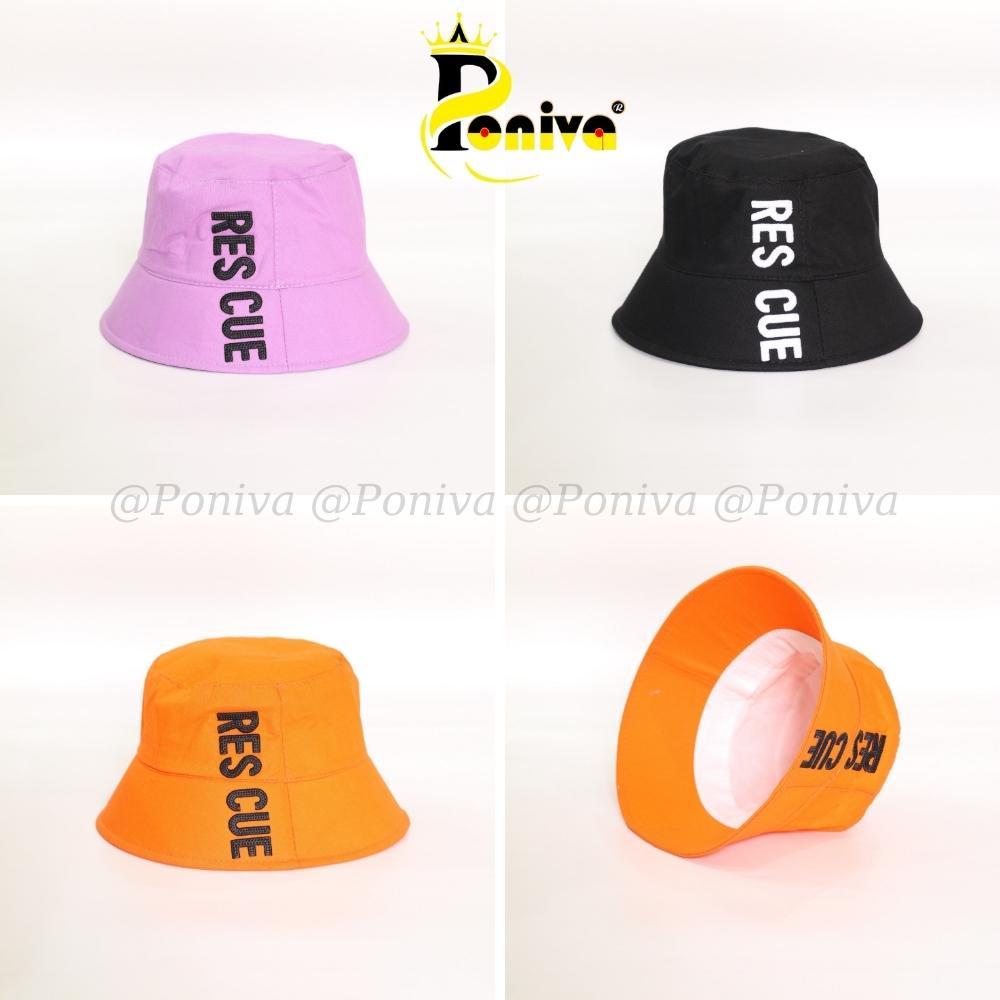 Mũ bucket ️ Nón tai bèo vành cụp thêu chữ RESCUE form unisex BK091 chất kaki cao cấp Ulzzang Thời trang PONIVA siêu hot