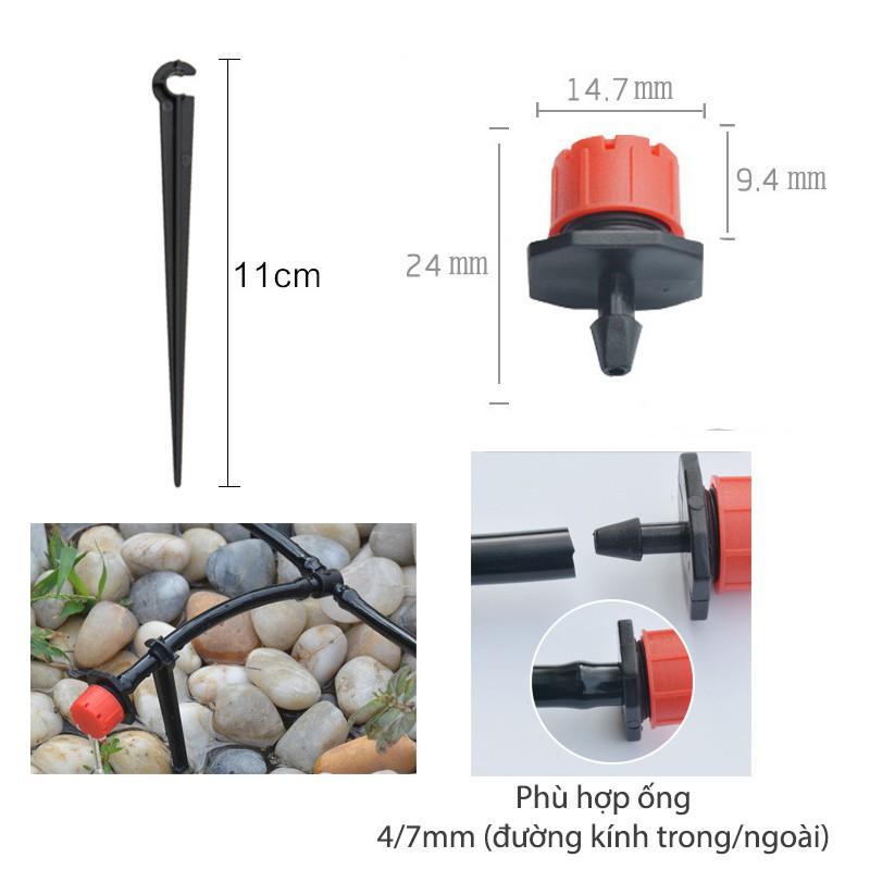 Bộ 30 đầu tưới cây nhỏ giọt kèm 25m ống PVC 4/7mm và phụ kiện đấu nối