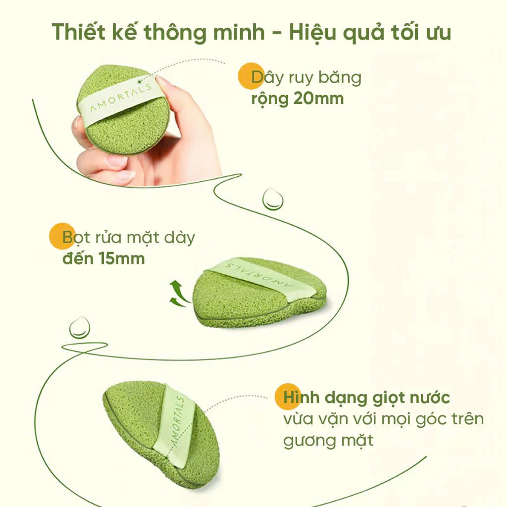 COMBO 3 Hộp Bông Mút Rửa Mặt Amortals, Mút Rửa Mặt Bọt Biển, Làm Sạch Mặt, Bông Mút Hình Giọt Nước - HÀNG CHÍNH HÃNG MINIIN