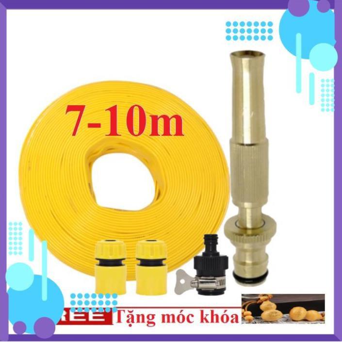 Vòi Xịt Nước️ Bộ dây vòi xịt nước rửa xe, tưới cây , loại 7m, 10m 206587 cút sập+ móc khoá