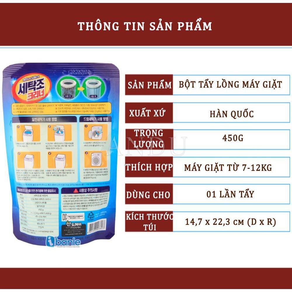 Bột Tẩy Lồng, Vệ Sinh Máy Giặt Diệt Khuẩn, Tẩy Chất Cặn Lồng Gói 450g