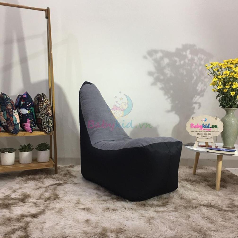 Ghế xốp sofa nhọn, size 60x80cm, có xốp, da lộn xám đen
