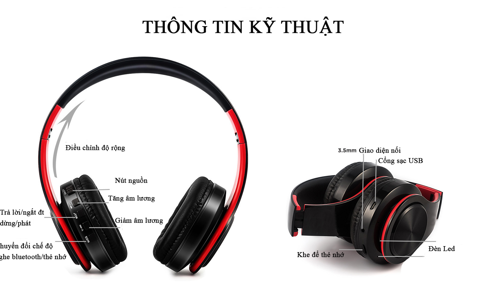 Tai Nghe Bluetooth HZ-B07 Thiết Kế Gấp Nhỏ Tiện Lợi