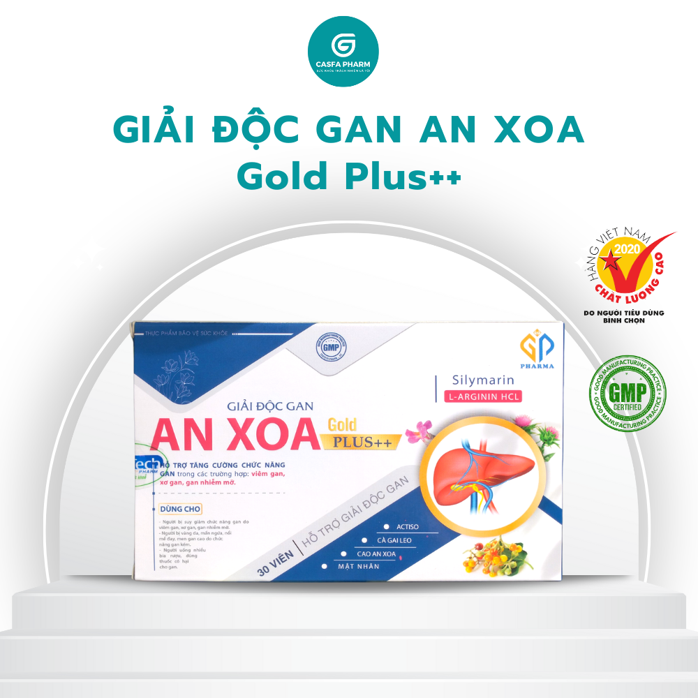 Giải Độc Gan An Xoa Gold Plus ++ Giải độc và hỗ trợ các bệnh về Gan, hộp 30 viên