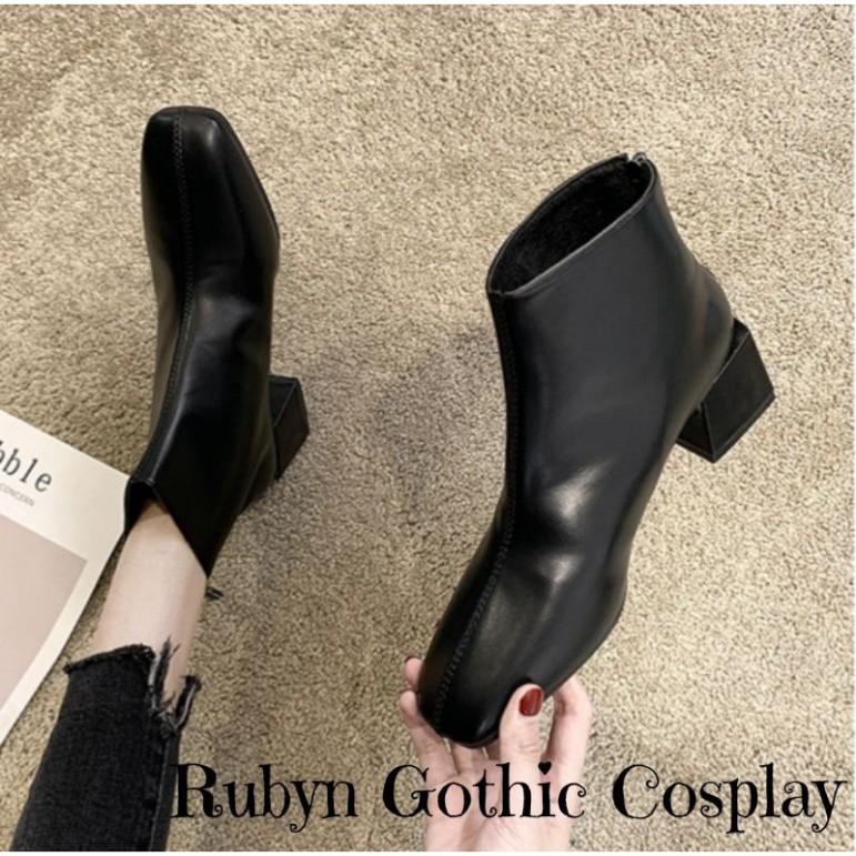 Giày boots cao gót đế vuông khóa kéo phía sau ( Size 35 - 40 )