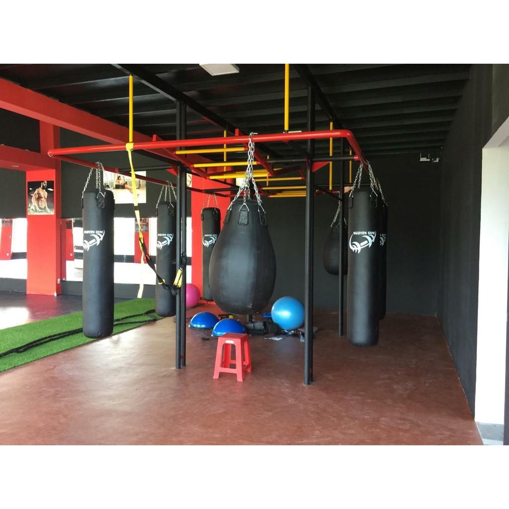 Võ Bao cát boxing chưa nhồi ruột hình quả lê cao cấp cao 80cm dk 45cm tặng kèm đai xích 8ly