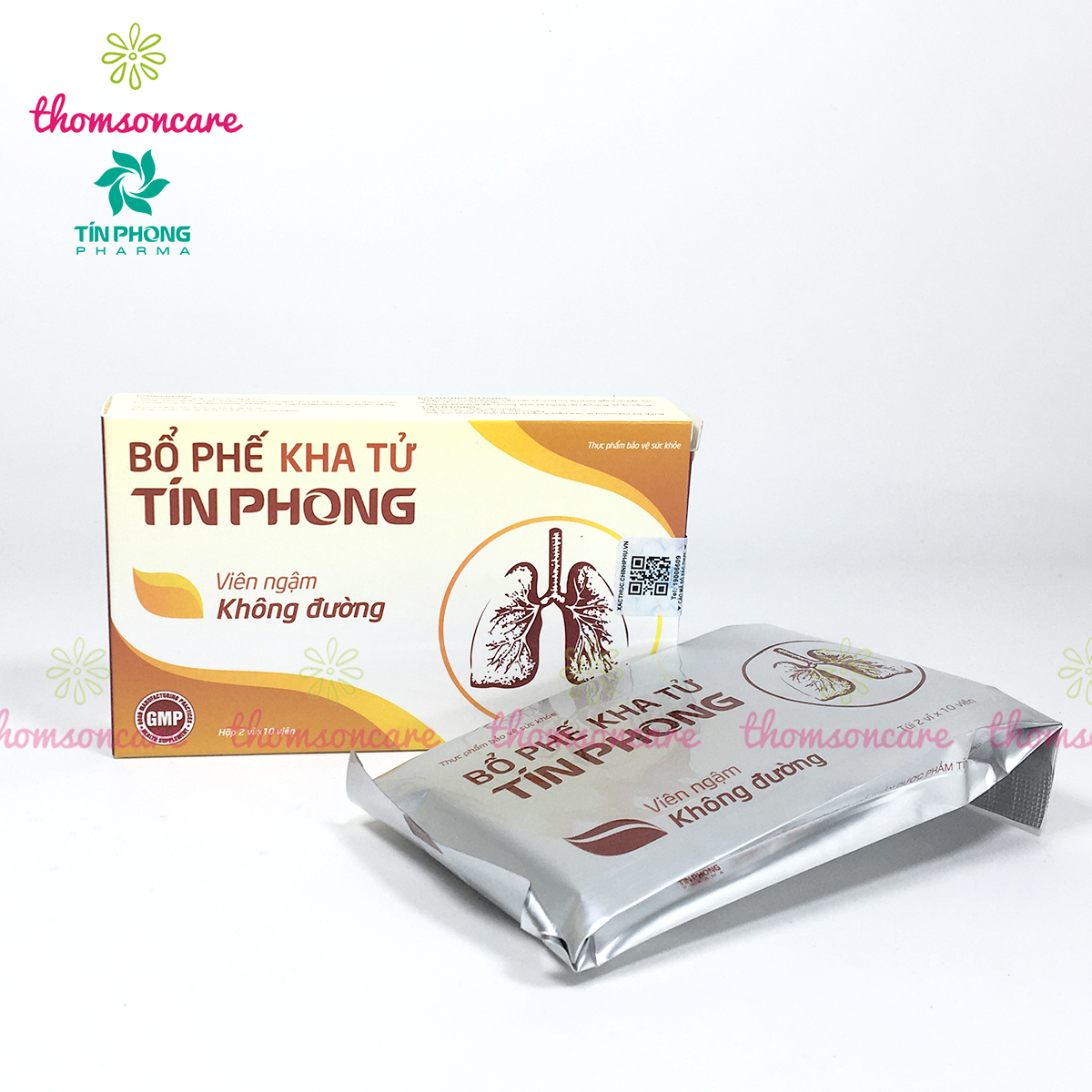 Viên ngậm Bổ phế kha tử Tín phong - Không đường, Hỗ trợ giảm ho, long đờm, đau họng, khản tiếng