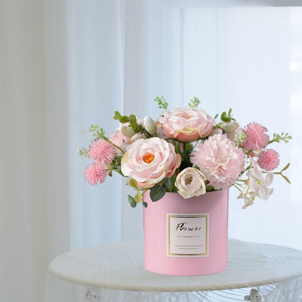 Artificial Flower Plants False Faux Fake Flowers in Vase Decorative with Pot Garden Home Office Table Party Decor