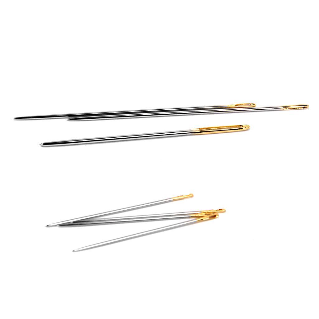 30 Pieces/Set Assorted Repair Sewing Needles Hand Mending Quilting Darning Crafting Craft Quilt Embroidery Leather Tool & 100 Pieces Silver Needle Threader Inserter Wire Bow Sewing Threading
