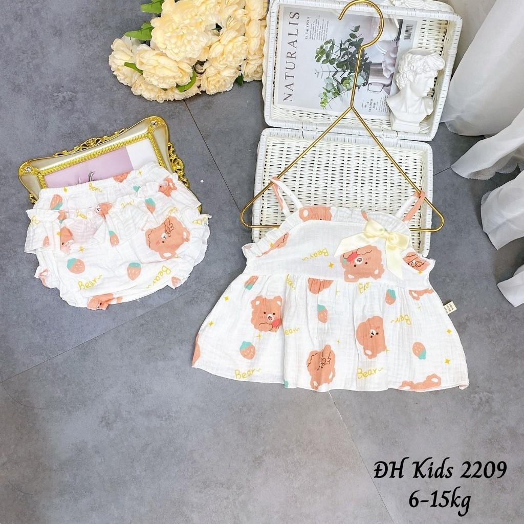 Bộ Hai Dây Bé Gái Xô Muslin Bèo Nhún 6-15kg BG2209 - Shop Mẹ Bông 92