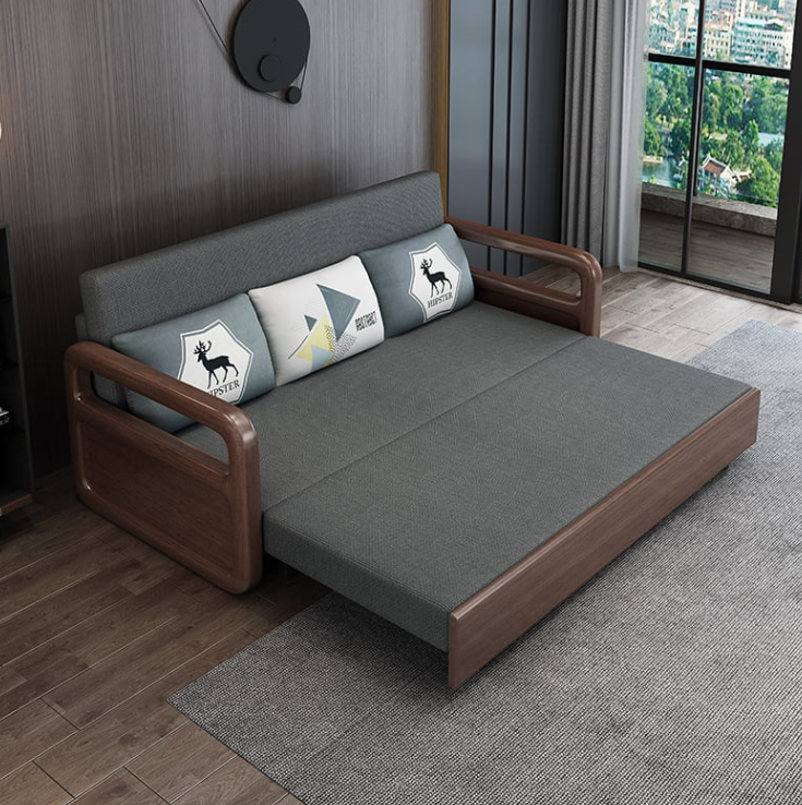 Sofa giường đa năng hộc kéo tay gỗ HGK-23 ngăn chứa đồ tiện dụng Tundo KT 1m8