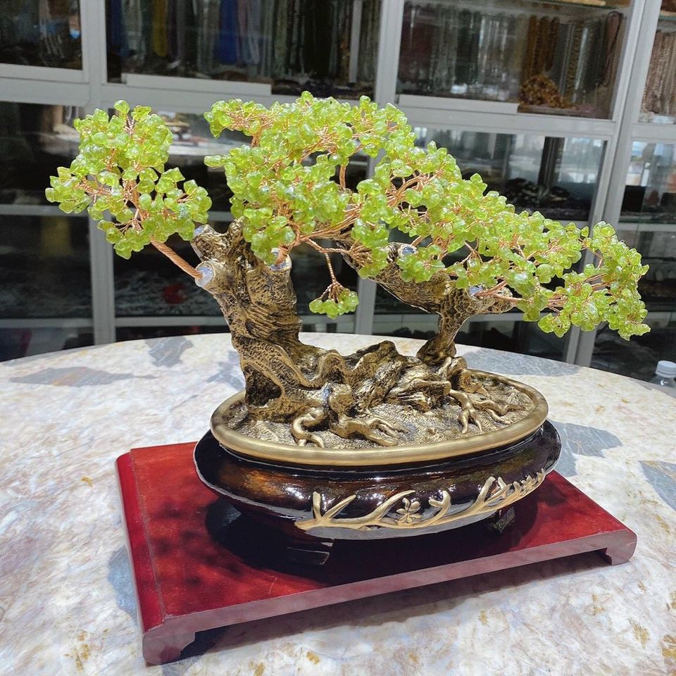 Cây tài lộc bonsai phong thủy đá peridot - Cao 30 cm