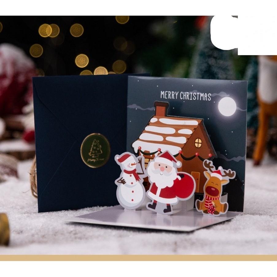 Thiệp giáng sinh 3D hình ông già Noel
