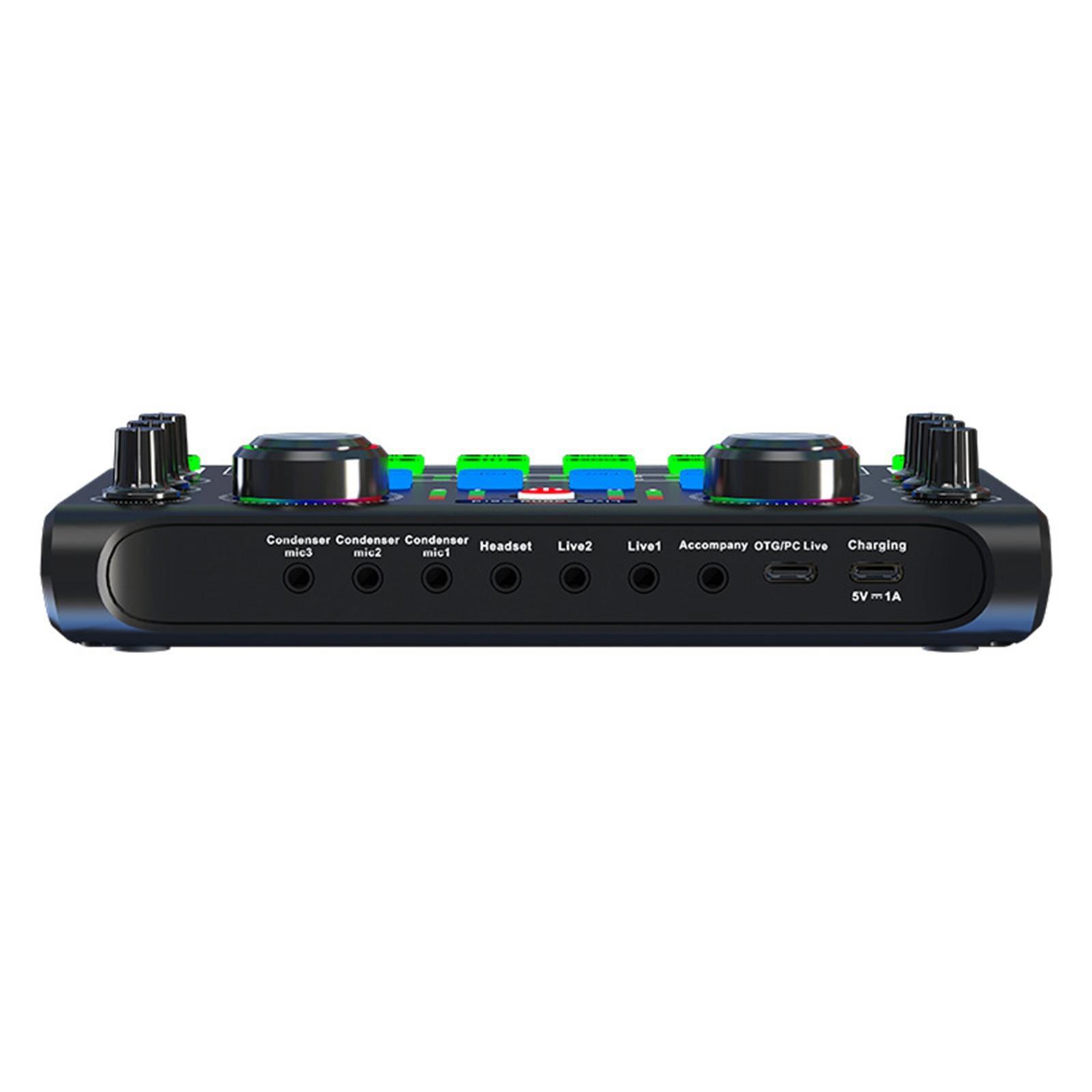 Professional Audio Mixer Voice Changer Portable Sound Board Console Stereo Mixer Sound Card for Recording Broadcast DJ Studio Podcasting