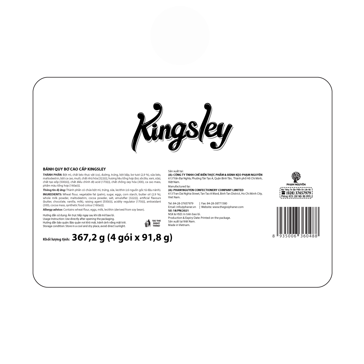 Bánh quy bơ cao cấp Kingsley 367.2g