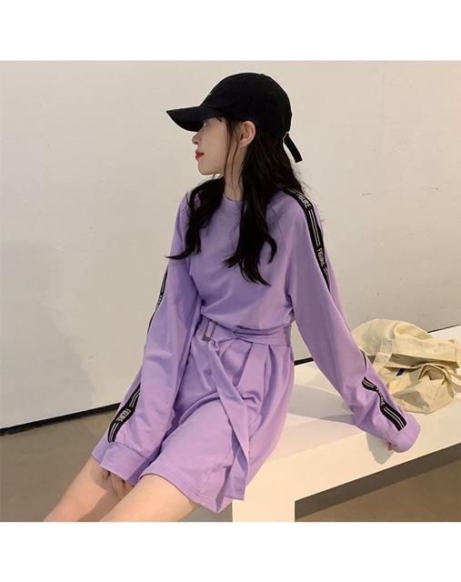 Đầm thun viền chữ cá tính FEARY ulzzang kèm belt mẫu thu đông 2020