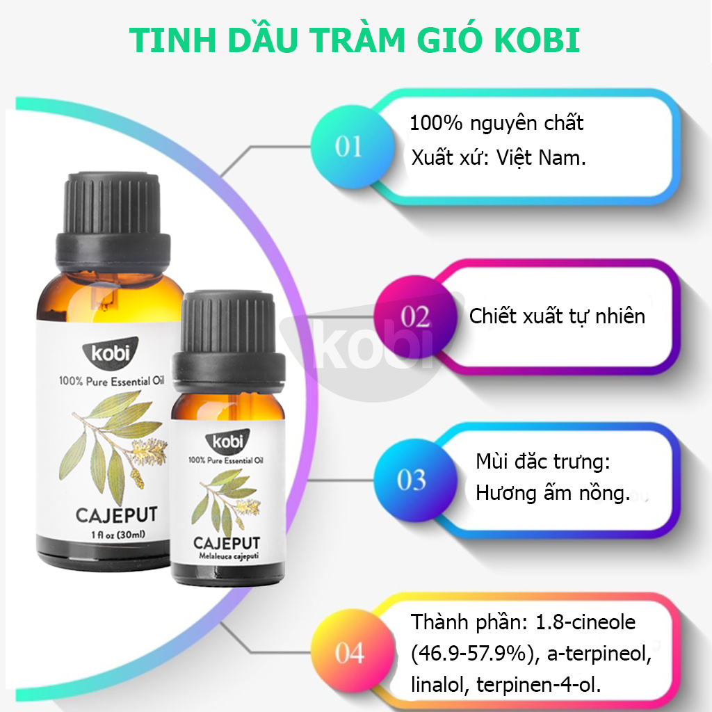 Tinh Dầu Tràm Gió Cajeput Kobi Nguyên Chất Tốt Cho Trẻ Sơ Sinh (50ml)