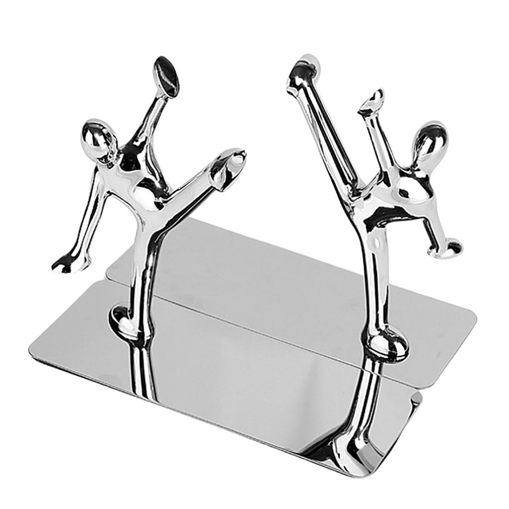 Pair Non-skid Man Bookends Book Holder Stands for Home Office School Decoration