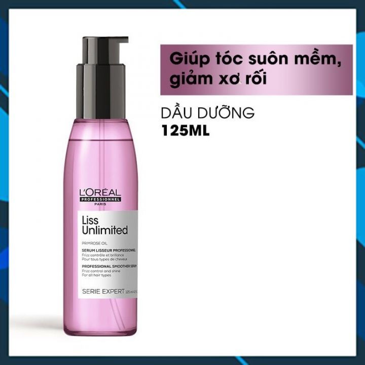 Tinh dầu L'oreal Primrose oil Liss Unlimited chăm sóc tóc duỗi xơ rối chống nhiệt khi sấy 125ml