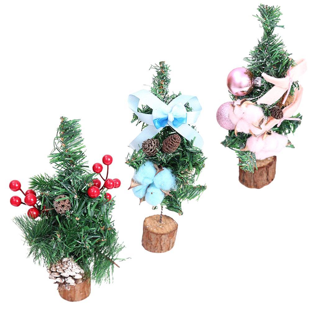 Mini Christmas Tree Wooden Base Christmas Table Centerpiece Decoration