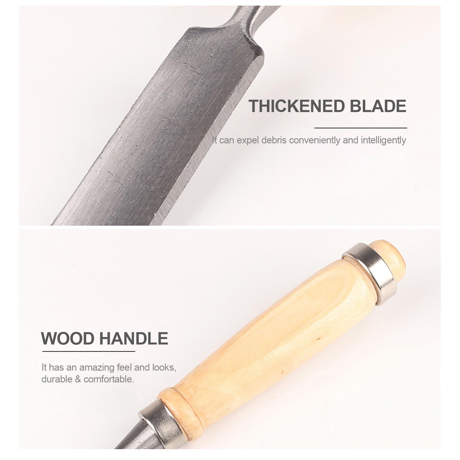 Bộ đục gỗ 4 cái cho thợ mộc, tay cầm bằng gỗ và có vòng thép