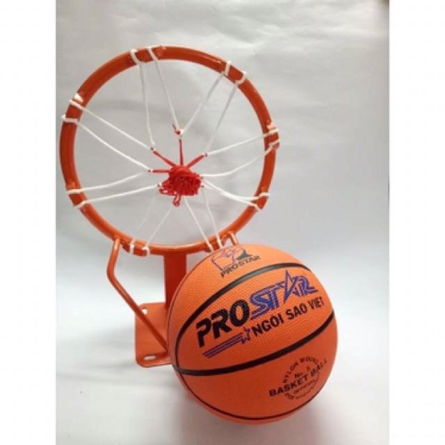 Combo khung bóng rổ 35cm kèm bóng rổ cỡ nhỏ (tặng kèm lưới và kim bơm)