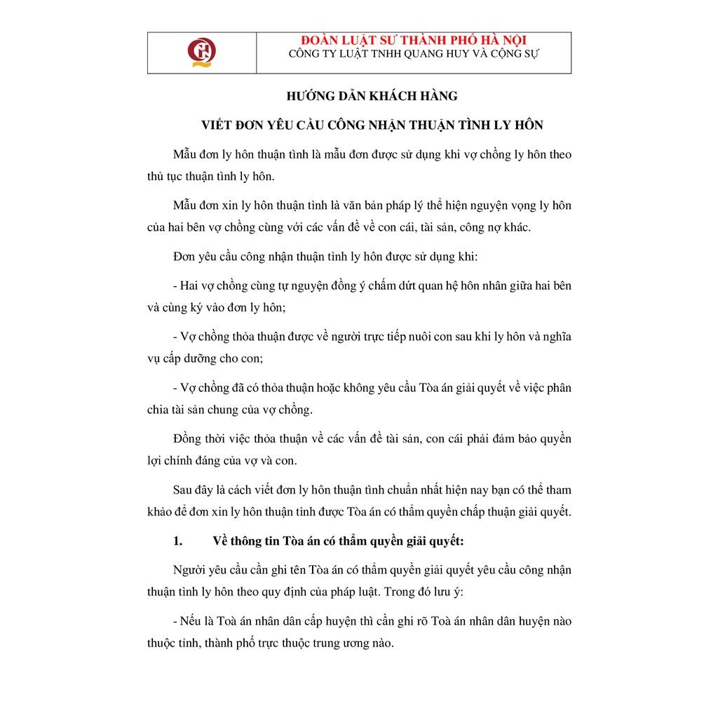 Đơn ly hôn thuận tình quận Thanh Xuân chuẩn mới nhất + Hướng dẫn của Luật sư viết đơn, nộp đơn, hồ sơ, thủ tục ly hôn