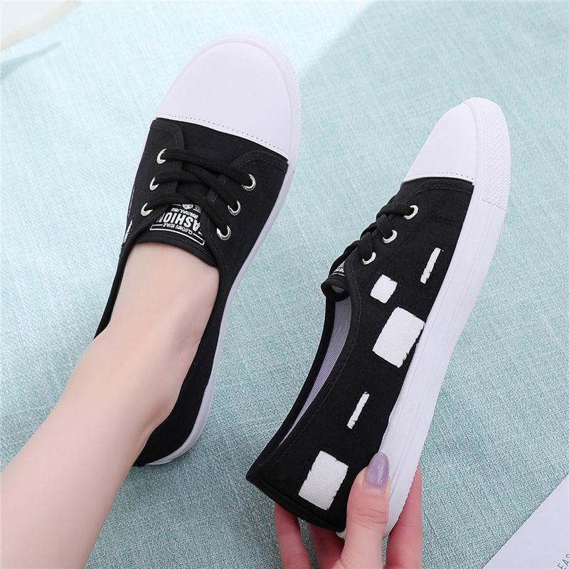 Giày Lười Nữ Vải Canvas Đế Bằng Phong Cách Mới